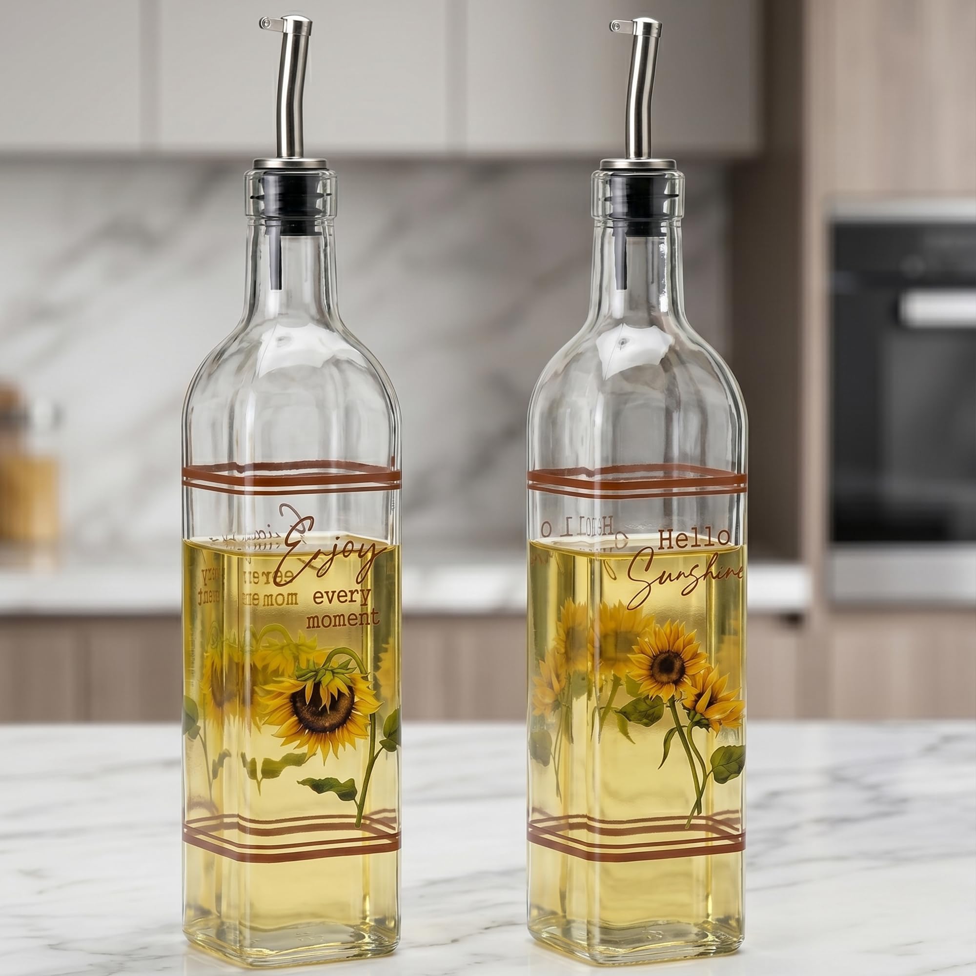 DUSVALLY 500ml Glass Olive Oil Dispenser Set of 2, Sunflower Oil — image 1