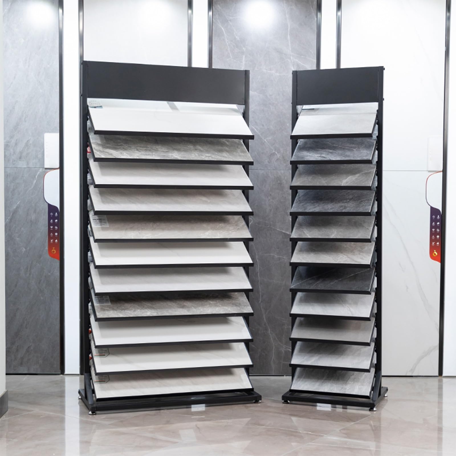 MESCXTY Metal Floor Porcelain Display Stand Rack,Floor Tile Organizer Stand,Floor Sample Holder,for Retail Stores/Trade Show