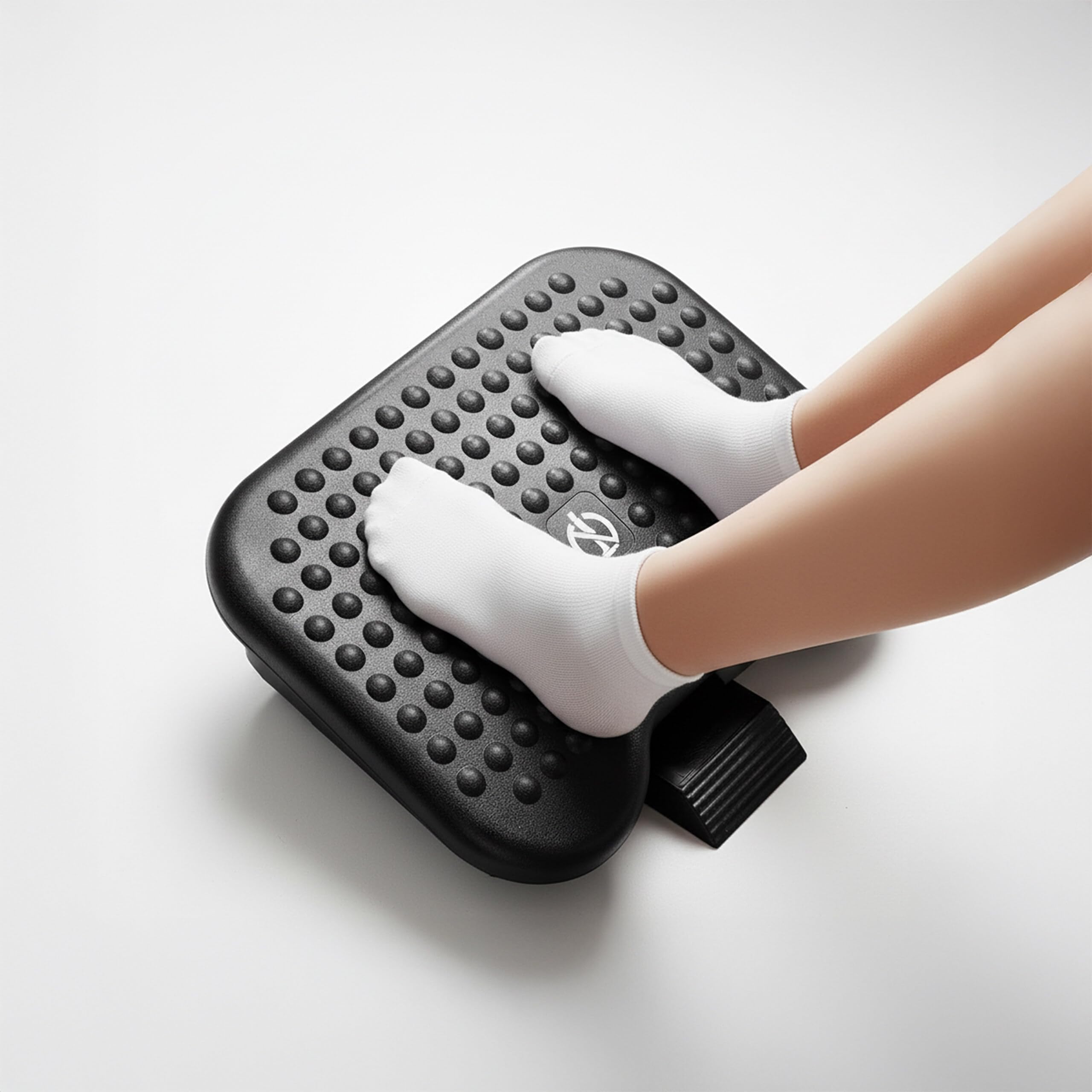 Relaxdays Podnóżek biurkowy, 3-stopniowa regulacja wysokości, pochylenie, funkcja masażu, ergonomiczny podnóżek, czarny