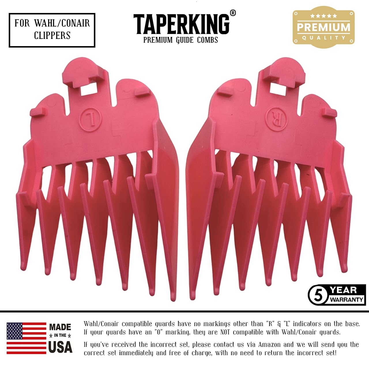 Taper King® 2.0 Guide Combs - DIY Tapers & Fades - Opal (#2 to #7) | Built-in gradient for foolproof DIY tapers & fades at home! Upgraded design & quality. Compatible with Wahl/Conair clippers.