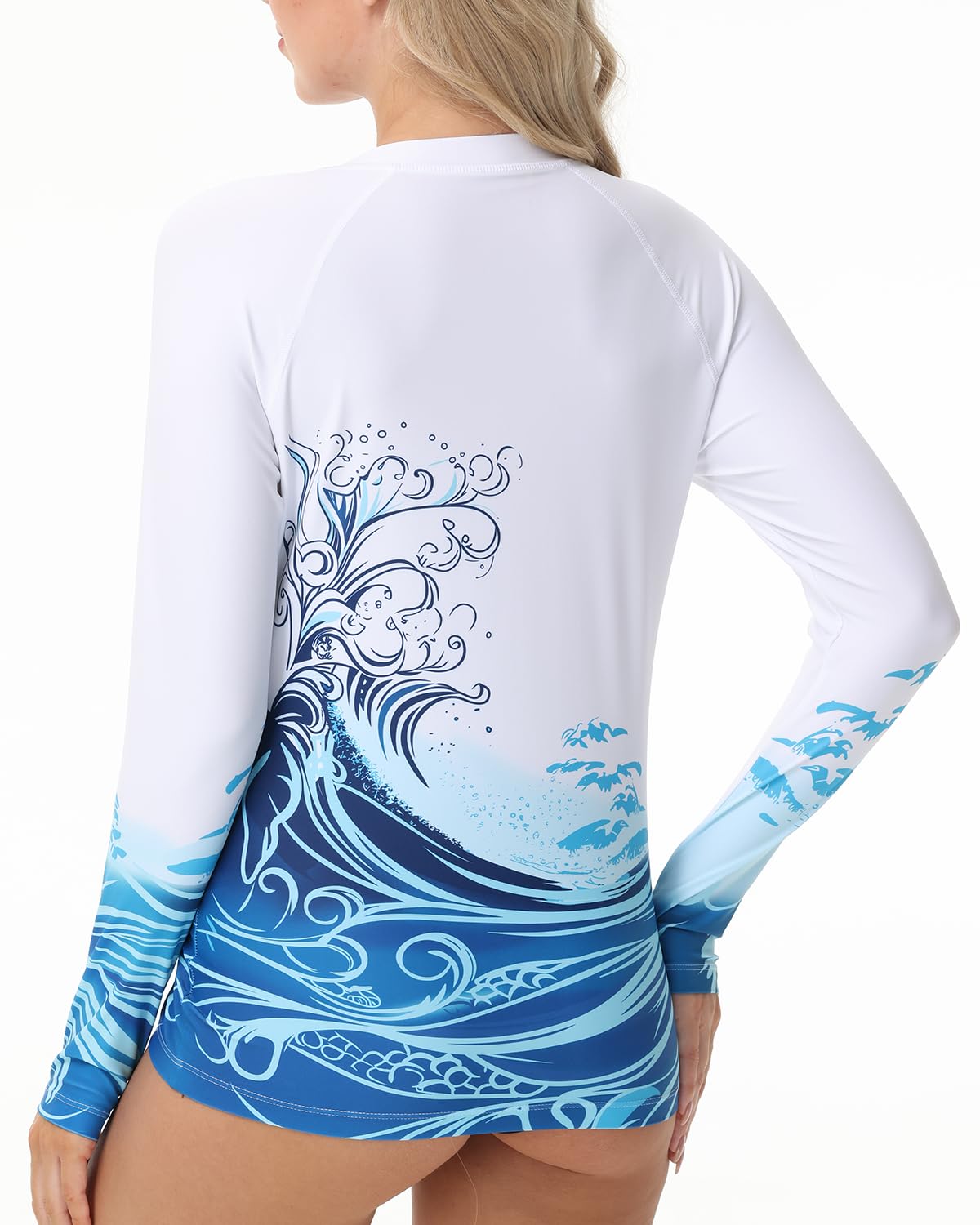 VAYAGER Camiseta Rash Guard de Manga Larga con Cremallera 1/4 para Mujer, Protección UV UPF 50+, Camiseta de baño de Secado Rápido, Traje de baño Solar, Top para Surf