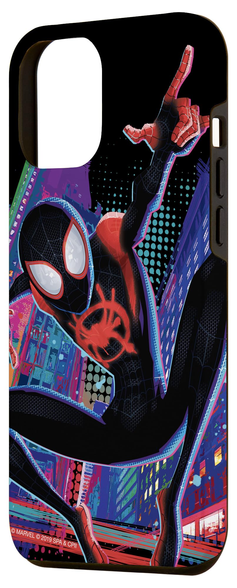 Custodia per iPhone 12 Pro Max Marvel Spider-Man nella città di Spider-Verse Miles Morales