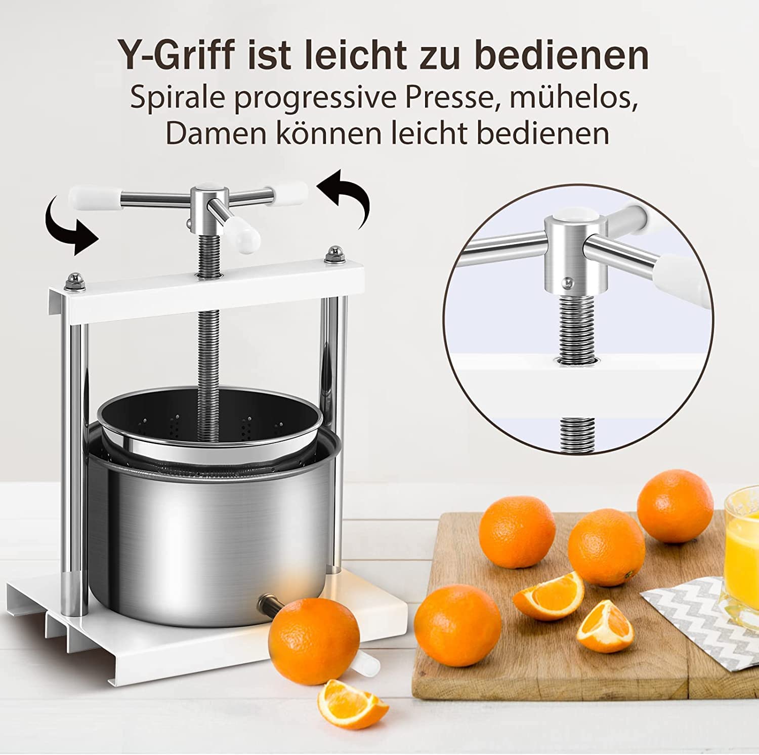 11L Hydraulische Obstpresse Edelstahl - Manuelle Presse Für Säfte Und Wein