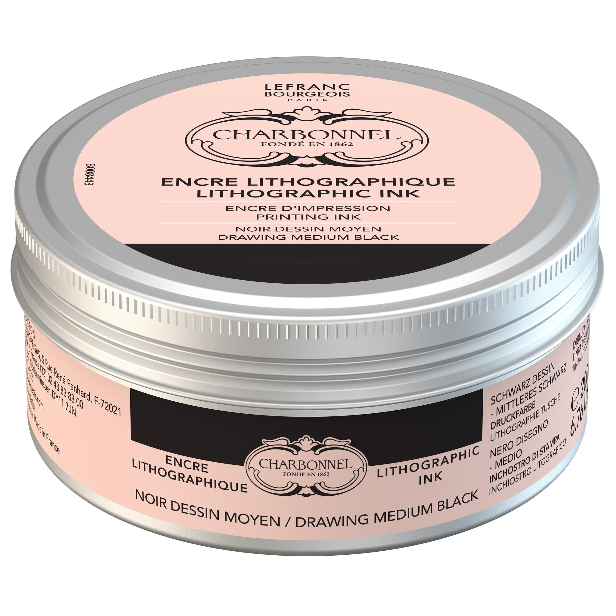 Lefranc Bourgeois 301654 Charbonnel, Lithoink Black Dessin (Medium Black), verleihen unterschiedliche Intensitätsstufen, Dessin Black - 200 ml