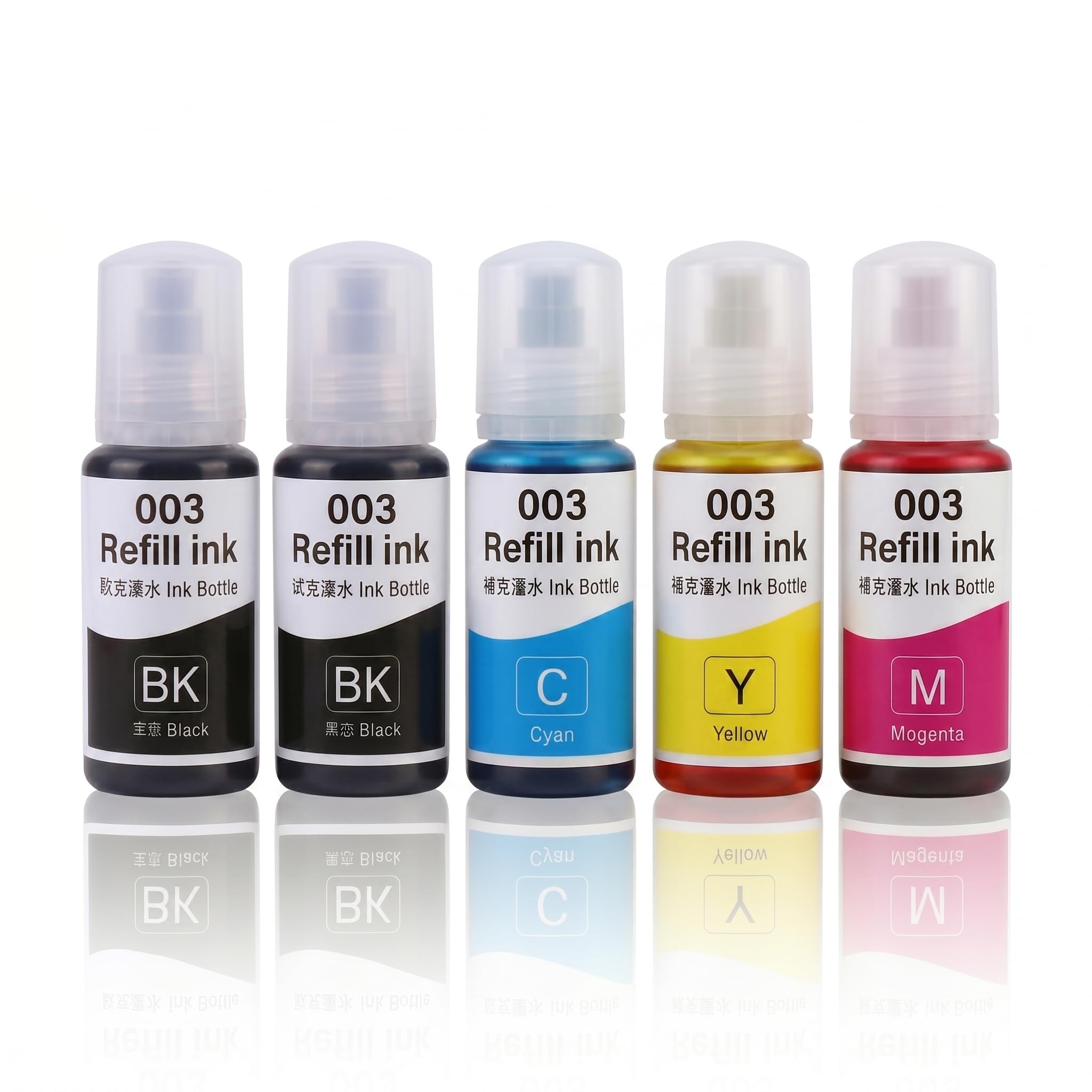 Dtron 003 Compatible Refill Ink for Epson L3250, L3260, L3210, L3256, L3150, L3215, L3216, L5190, L3200, L3251, L3252, L3110, L3151, L3152, L3156, L3211, L3212 Printers, 2 Black and 3 Colour, 70ml-image-36