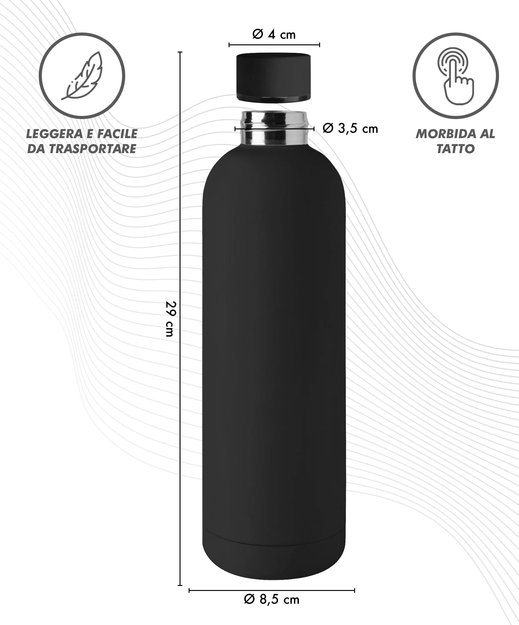 Borraccia Termica Acciaio Inox 1 Litro - Mantiene Caldo 12h E Freddo 24h, Blu - Foto 7
