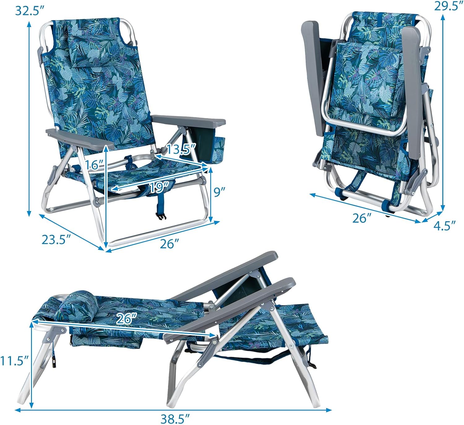 GYMAX Beach Chairs, Backpack Camping Chair image 3