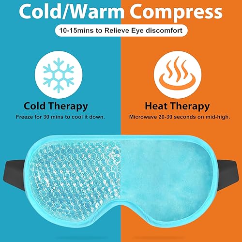 Miniatura 3 de BeeVines Máscara de gel para ojos, paquete de 2 máscaras de hielo refrescantes para ojos hinchados para hombres y mujeres, compresión fría y cálida