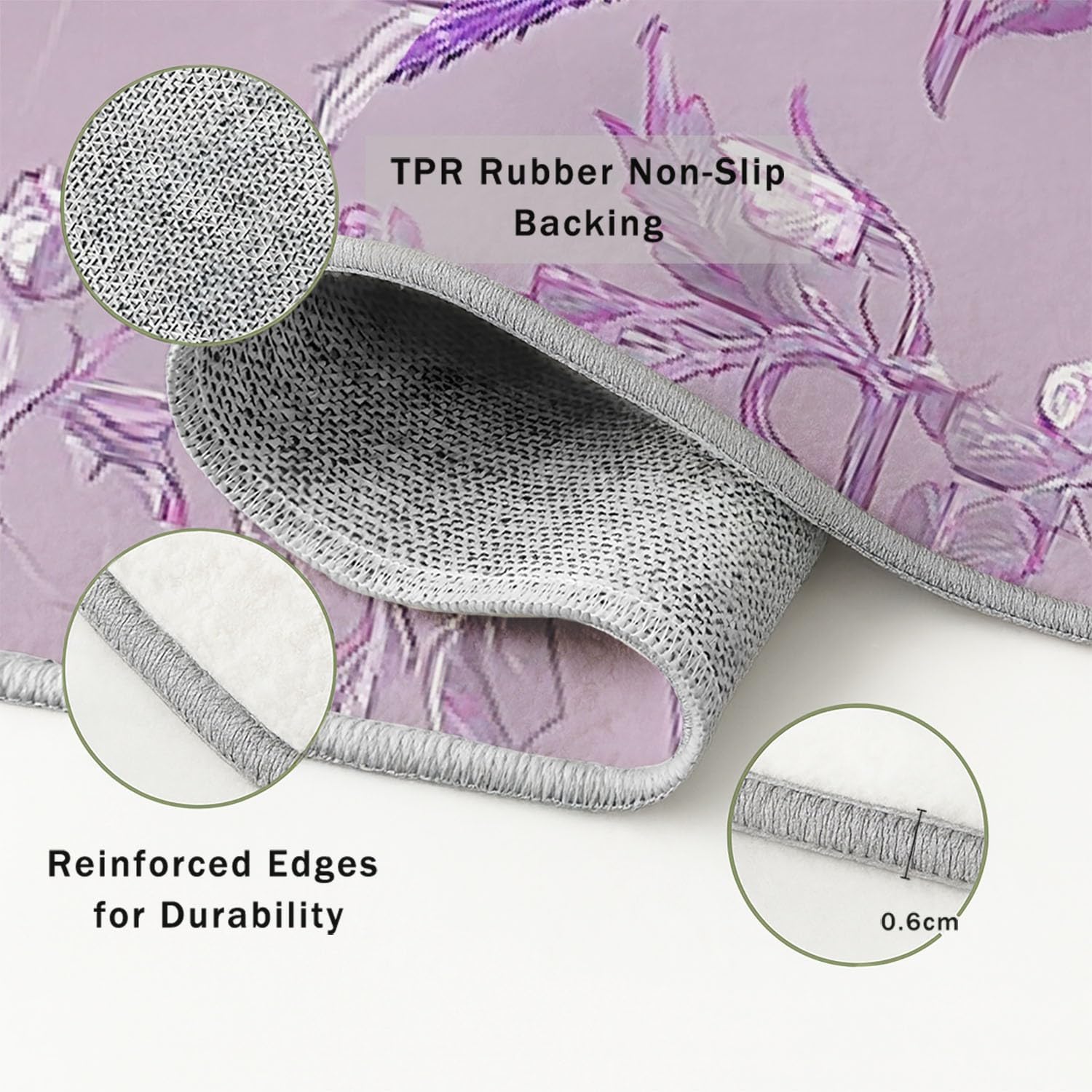 Generisch Wunderschön, Spinne Rose, Spinnennetz Kurzflor Teppich, Waschbarer Flauschig Teppich, 60 cm x 90 cm Wohnzimmer Anti Rutsch Extra Große Teppiche Schlafzimmer Weich Teppiche Violett