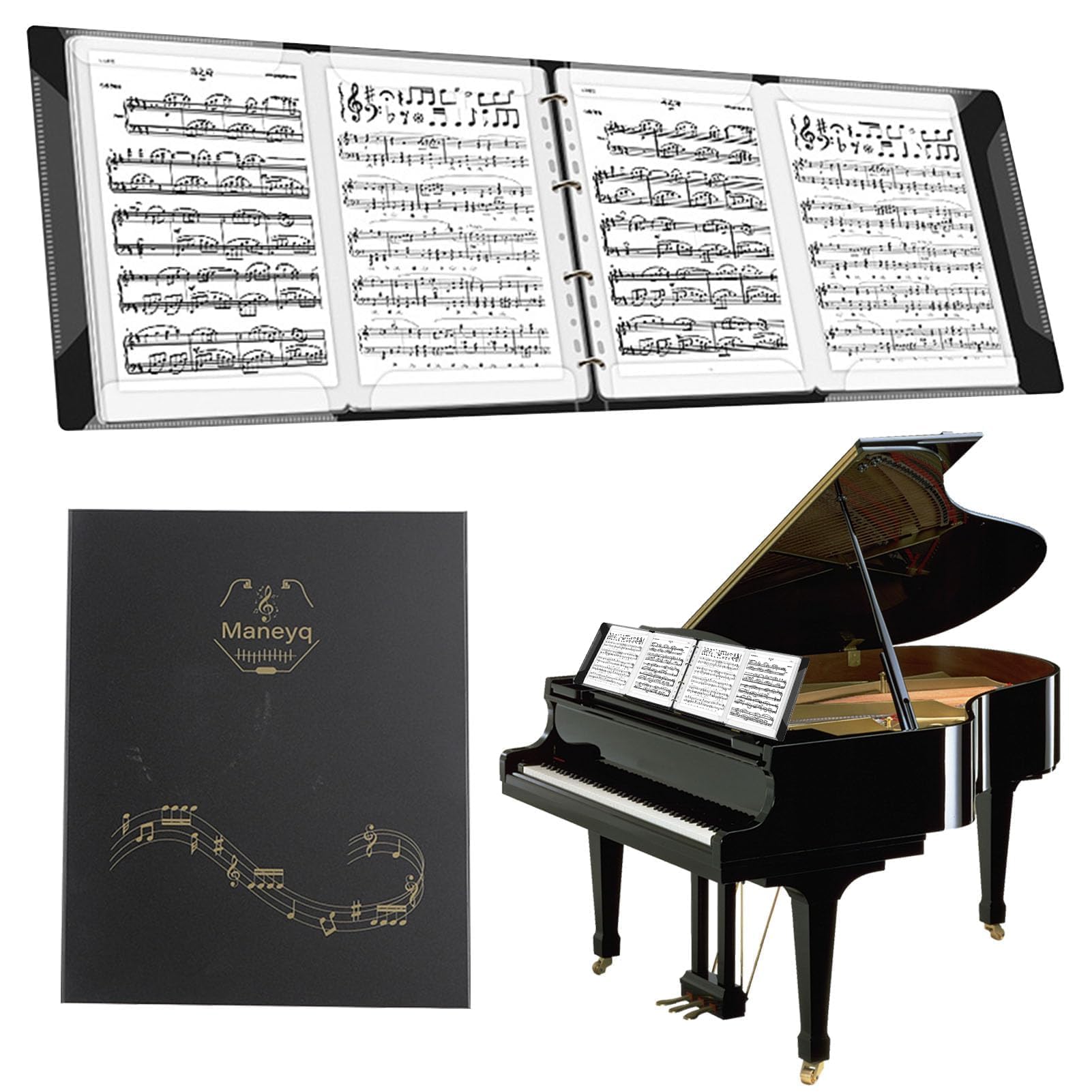Cartella per spartiti, Raccoglitore per spartiti per pianoforte formato A4 staccabile capacità di 52 pagine espandibile portadocumenti per contenere spartiti e archiviare file
