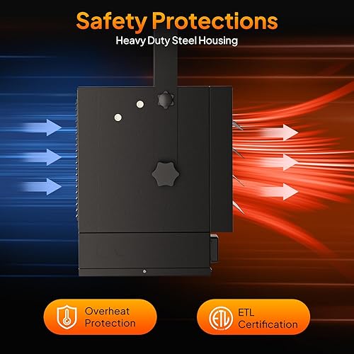 Miniatura 5 de ROVSUN Calentador eléctrico de garaje de 5000 W con control remoto y aplicación, calentador de montaje en techo forzado con ventilador digital con