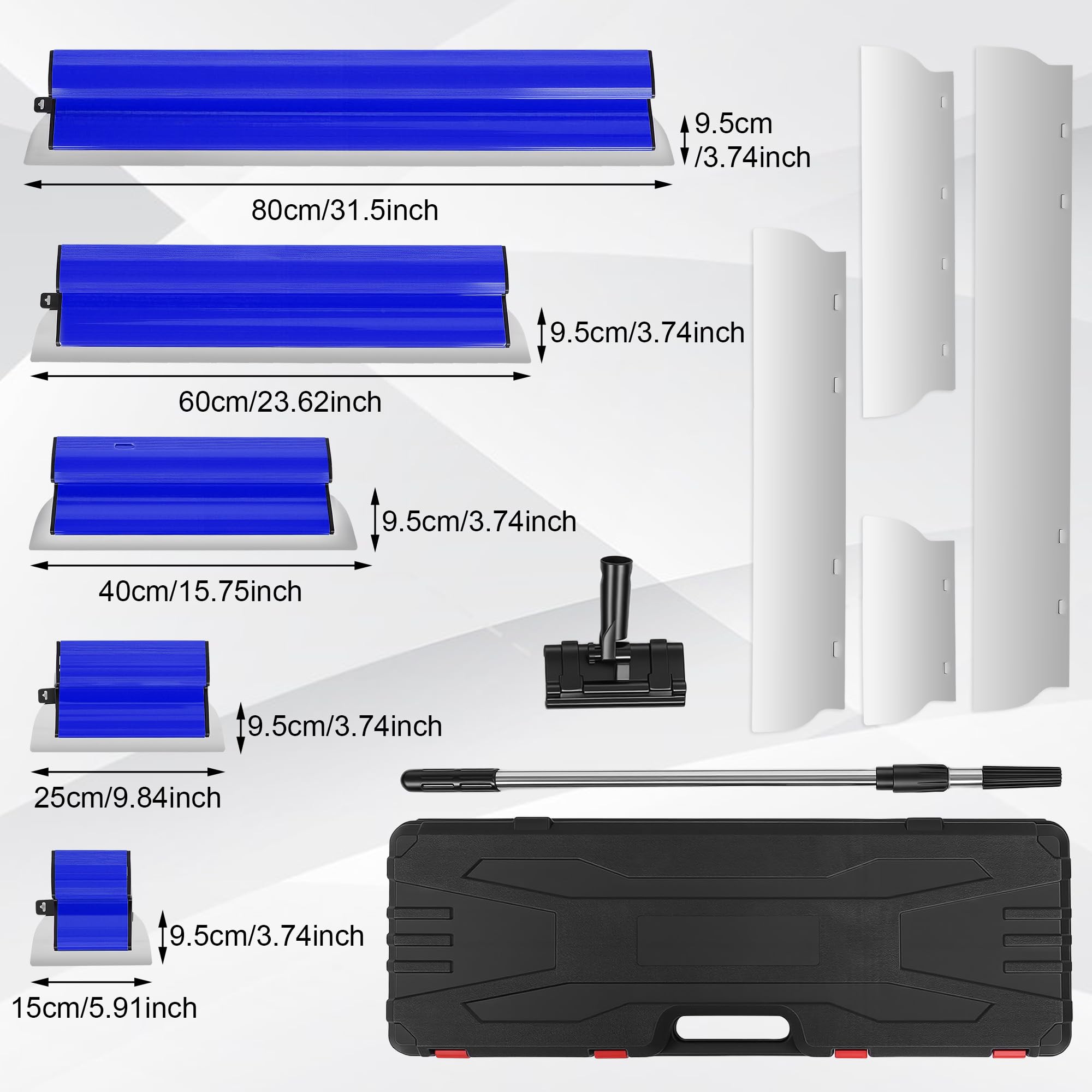 Espátula Para Alisar Paredes 15 Cm, 25 Cm, 40 Cm, 60 Cm, 80 Cm Con De Extensión De 70 Cm-150 Cm Llana Para Alisar Paredes Espatulas Pladur (Azul)