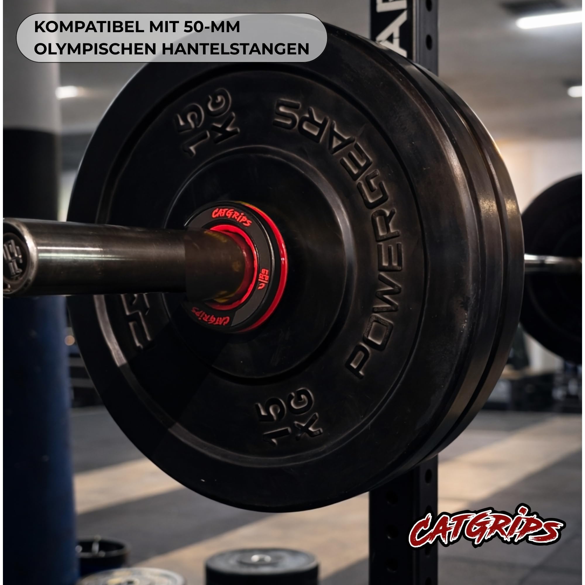 CatGrips Hantelscheiben Klemmen 50mm – Schnellverschluss Verschlüsse für Langhantel – Barbell Collars rutschfest – Gewichtsklammern für Crossfit Krafttraining Gewichtheben Fitness