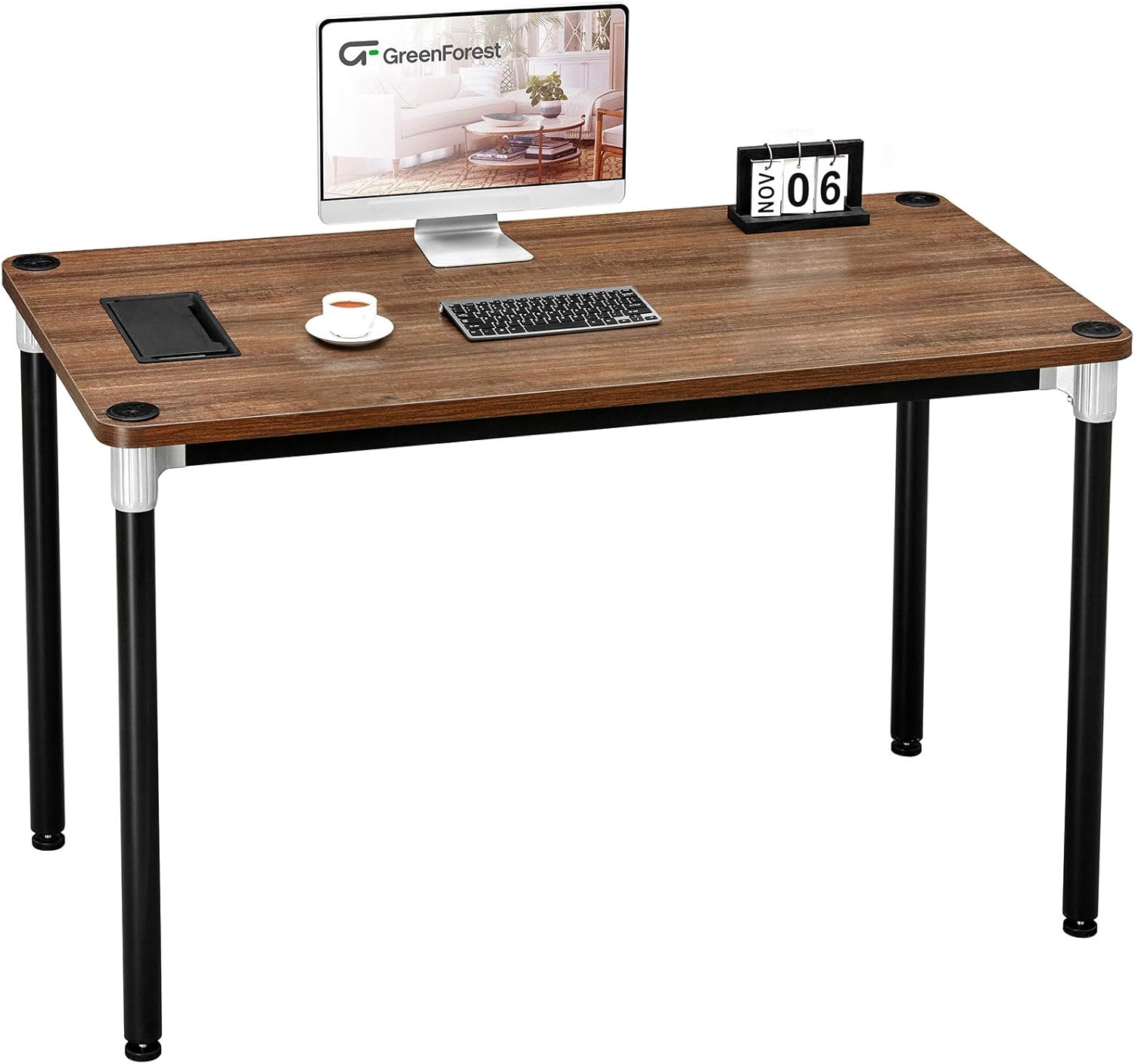 GreenForest Computer Desk 47" Home Office Writing Small Desk, Modern Simple PC Table, Sturdy Workstation, Walnut