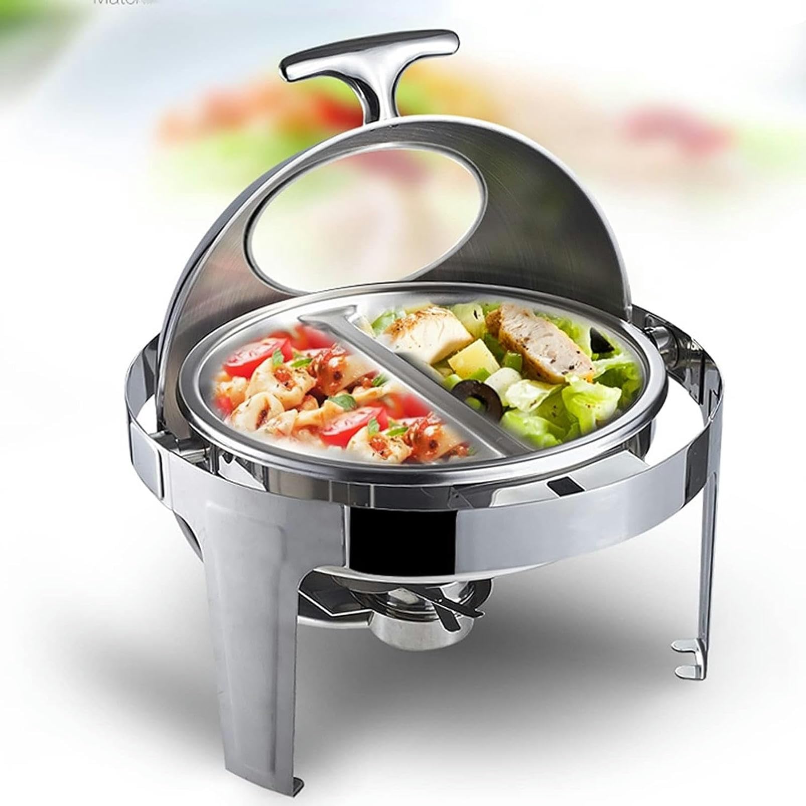 EXBERT Server Buffet Elettrico Server Buffet e riscaldatore - Vassoio Caldo per Cibo a Buffet per Catering, pentola per Cibo da Pranzo, Utensili da Cucina Nuovo Piatto Caldo Doppio in Acciaio inoss