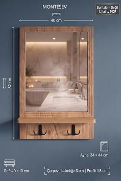 Antik Ahşap Dekoratif Ayna Raflı Askılıklı Dresuar Koridor Konsol Oda Lavabo Wc Banyo Mutfak Makyaj Aynası Ds-01