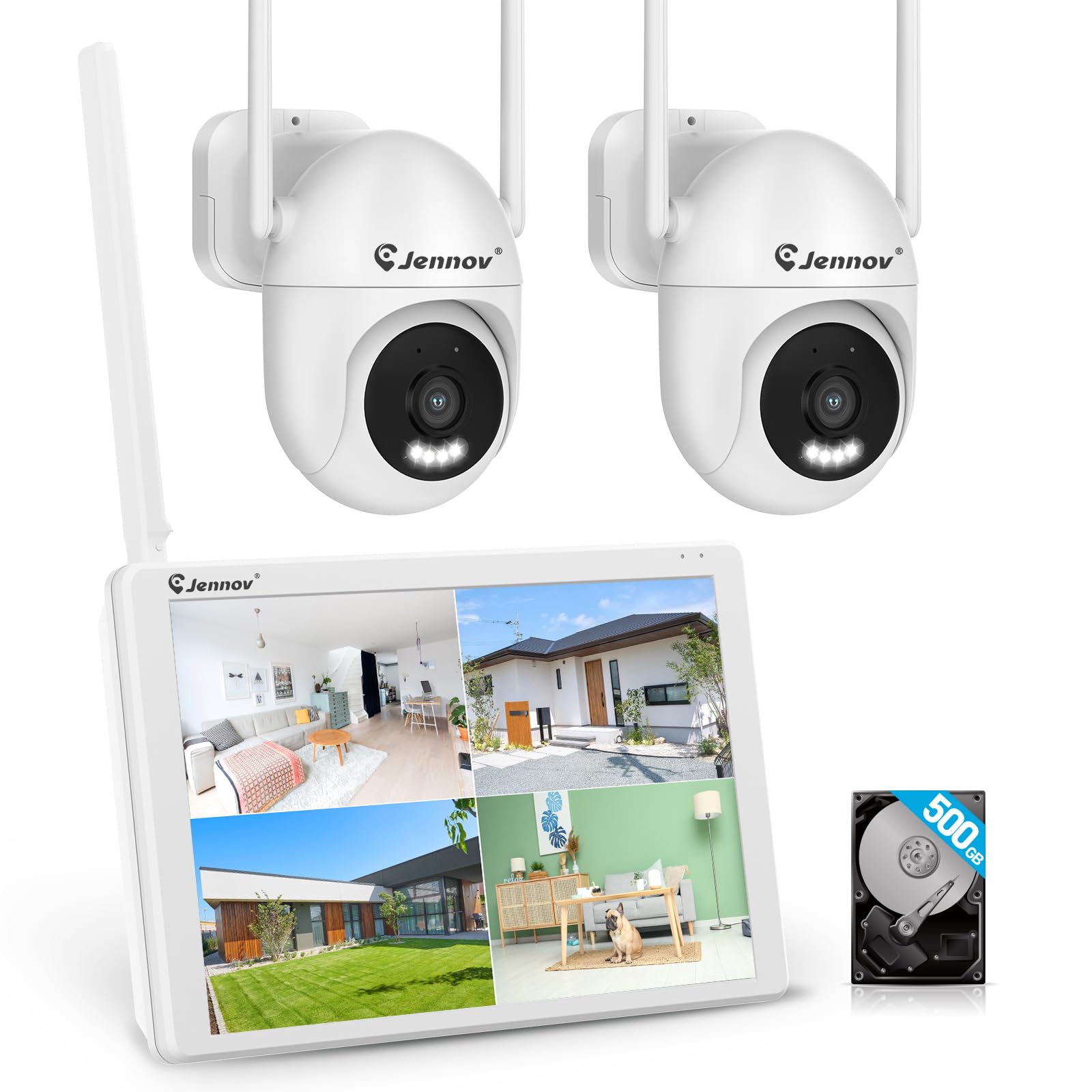 Amazon.co.jp: JENNOV 防犯カメラ モニター付き 屋外 800万画素対応 AI