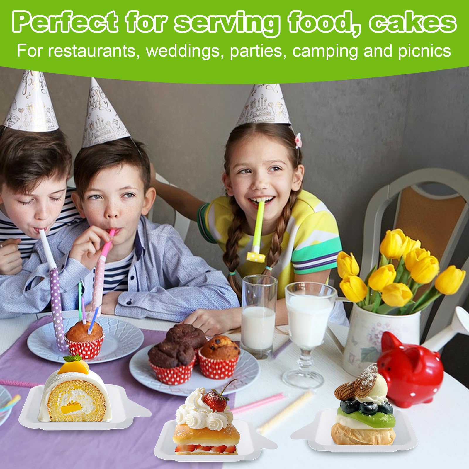 Confezione da 300 piccoli piatti di carta usa e getta da 11,1 cm, piatti quadrati, piatti da dessert, antipasti, piatti per snack per matrimoni, compleanni, cene, feste
