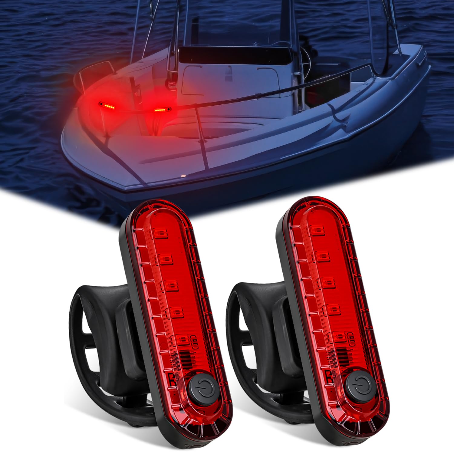 Nilight Marine Boat Navigation Light 2PCS Red Port Bow Lights Four Modes