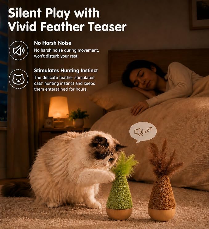 2-Pack Juguete Interactivo para Gatos Autobalanceable con Pluma miniatura 4