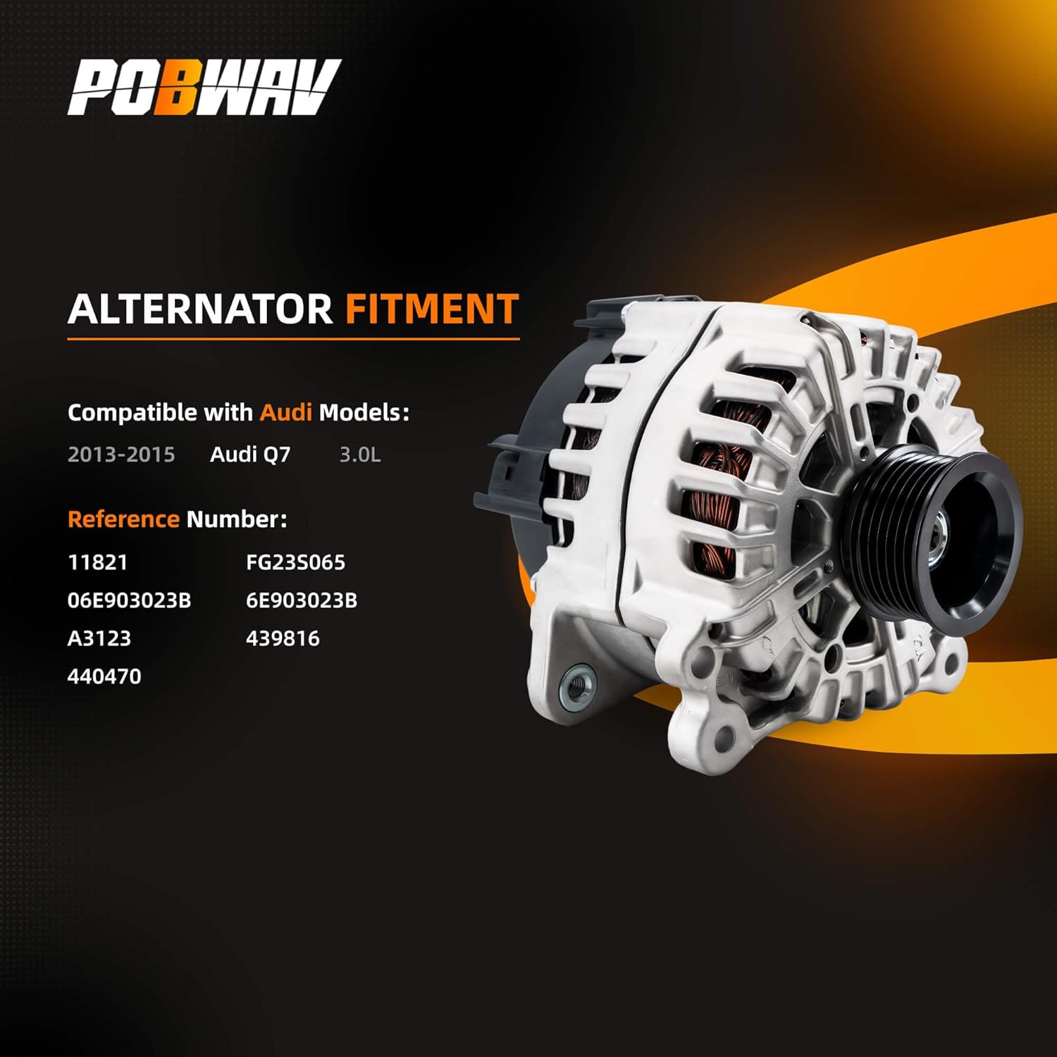 06E903023B Alternator 220A Compatible with Audi Q7 2013 2014 2015 V6 3.0L GAS Supercharged, Replace#11821, FG23S065, 06E903023B, 6E903023B, A3123, 439816, 440470