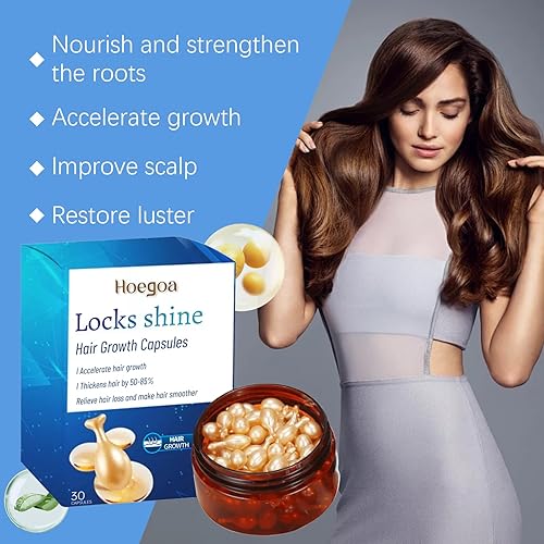 Miniatura 8 de Locks Shine Cápsulas de crecimiento del cabello, acelera el crecimiento, engrosa el cabello 50-85%, reduce la pérdida de cabello, 30 cápsulas
