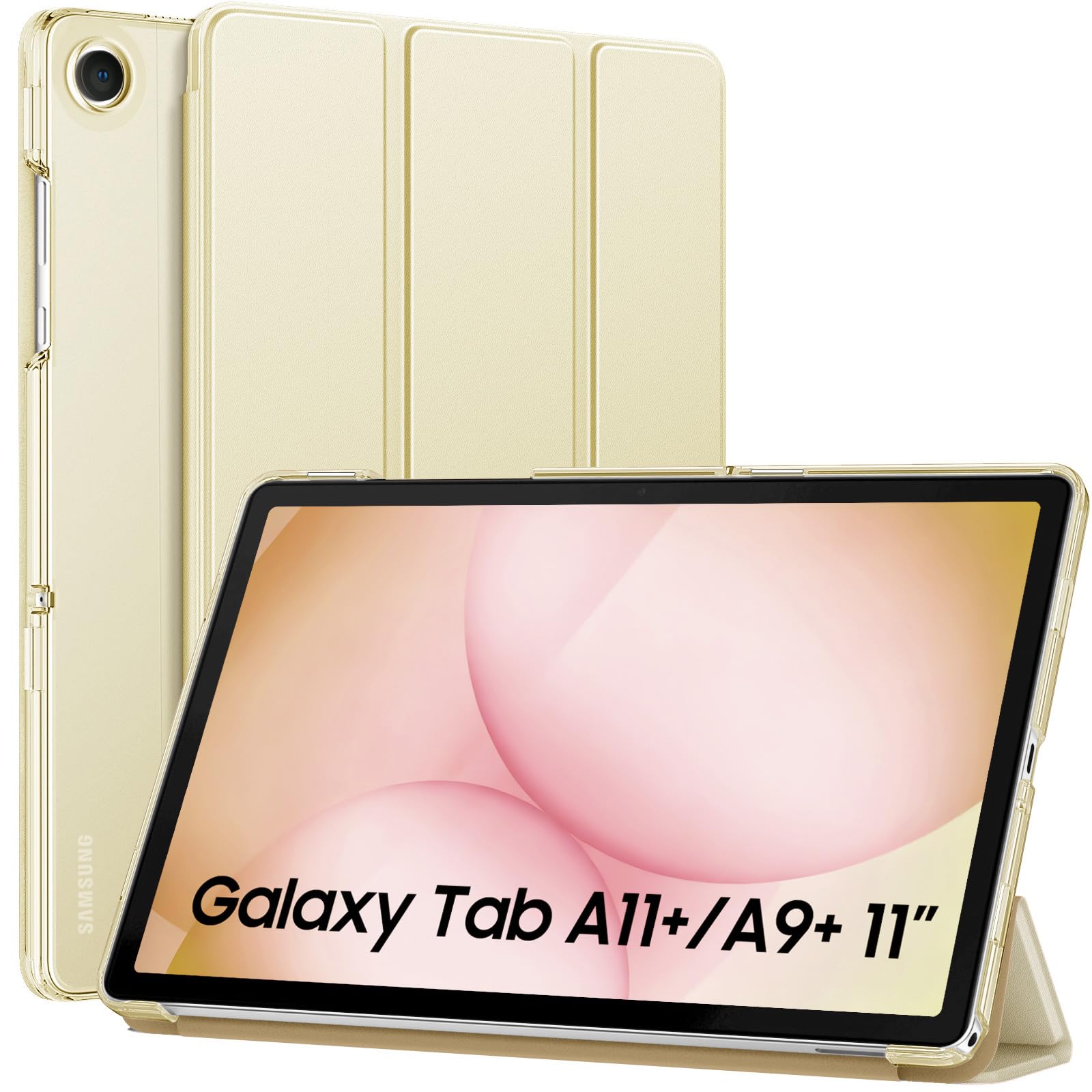 MoKo Slim Case for Samsung Galaxy Tab A11+ Plus/ A9+ Plus 11 Inch | Smart Stand Hard PC Translucent Back Shell Cover for Galaxy Tab A11+/A9+ Tablet, Auto Sleep/Wake, Champagne Gold