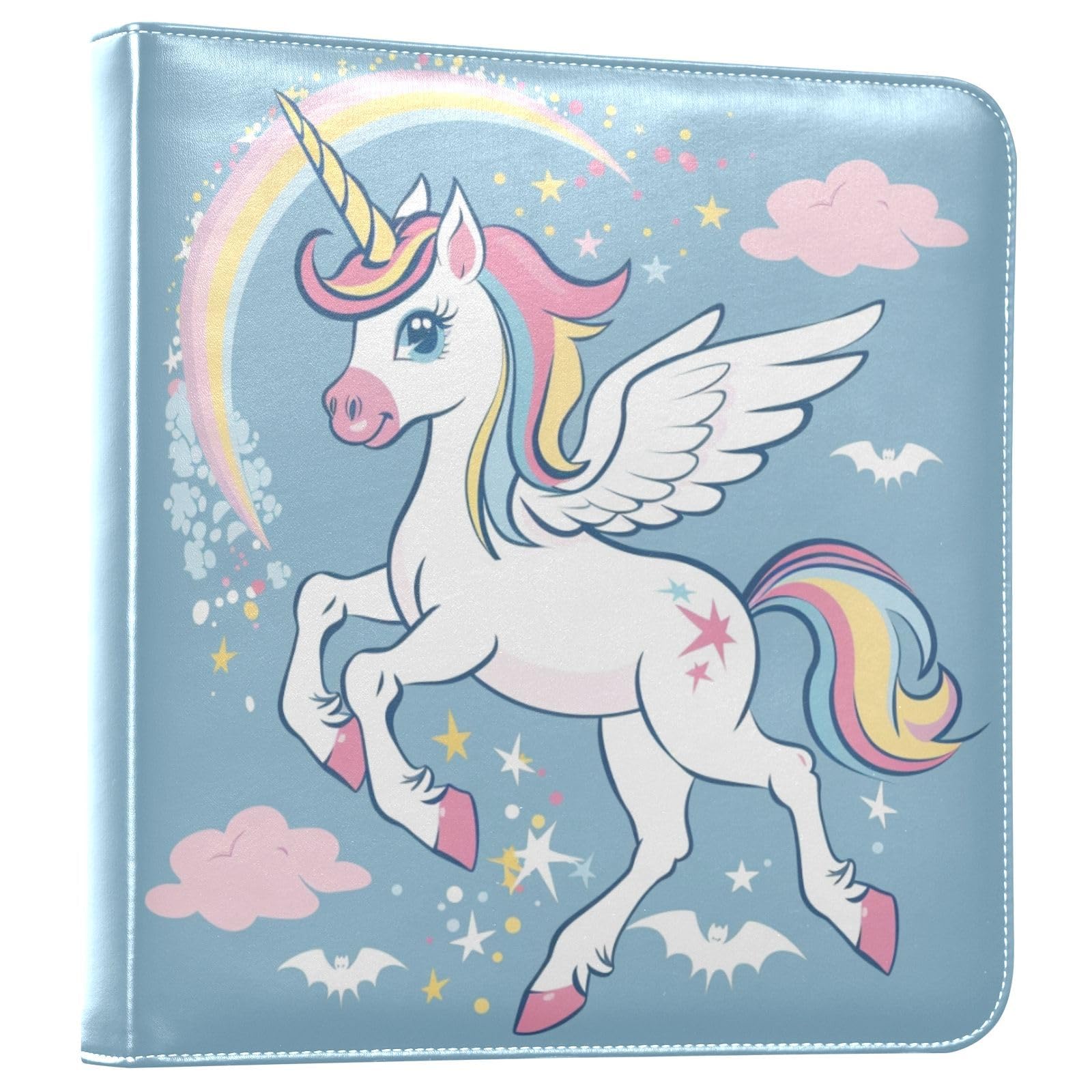 JIPONI Unicorn Large Photo Album, DIY Leather Cover Scrapbook Albums for 4x6 5x7 6x8 Pictures, Self Adhesive Memory Book for Wedding, Baby, Family