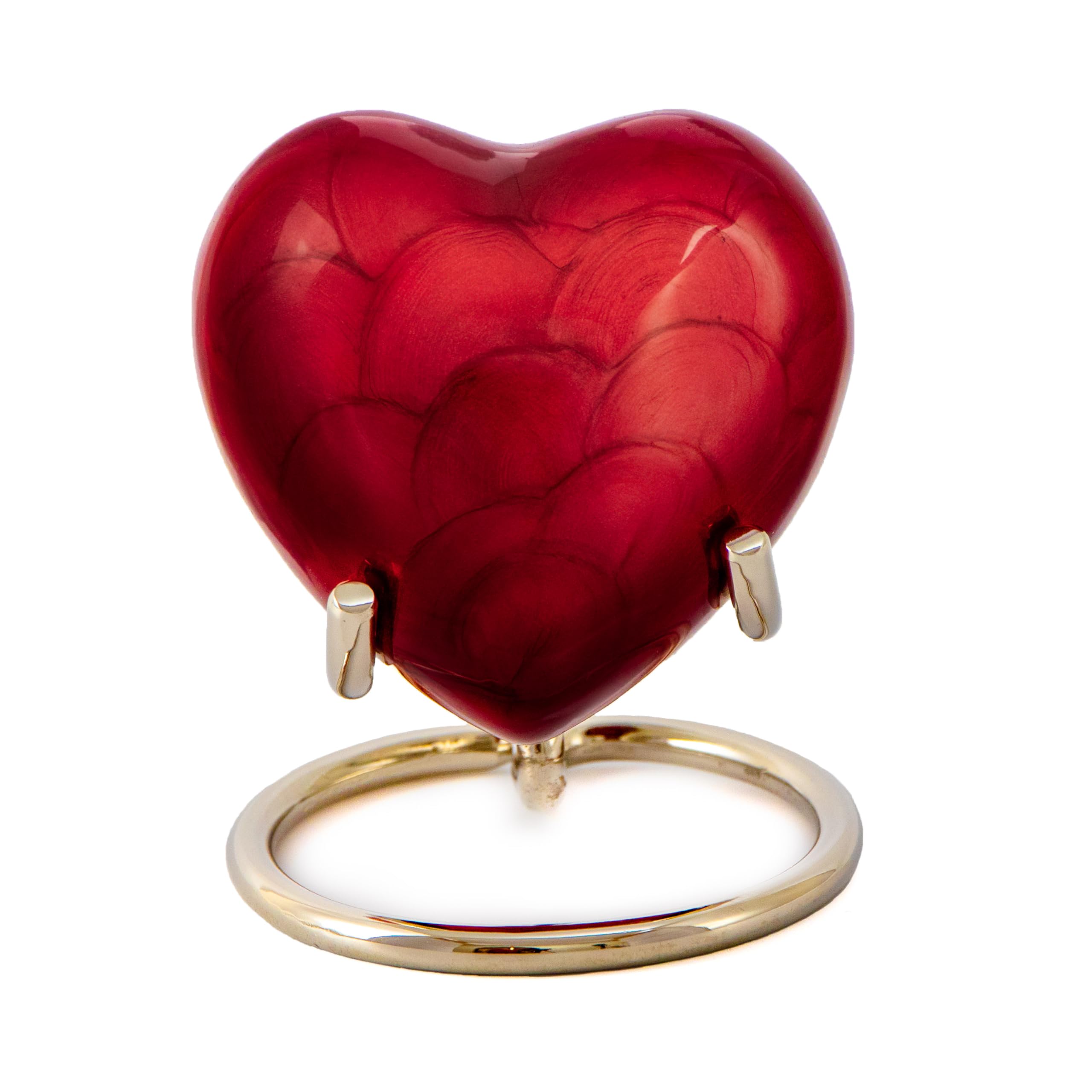 Urn for Ashes Funeral Memorial Cremation Keepsake Love Urns Decorative Brass Heart with Stand (Red Plain, 3") RHM03-02