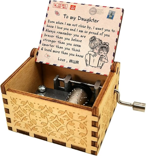 Micteney Daughter Music Box from Mum,Daughter Gifts from Mum,You are My Sunshine Music Box Daughter Wooden Music Box for Daughter