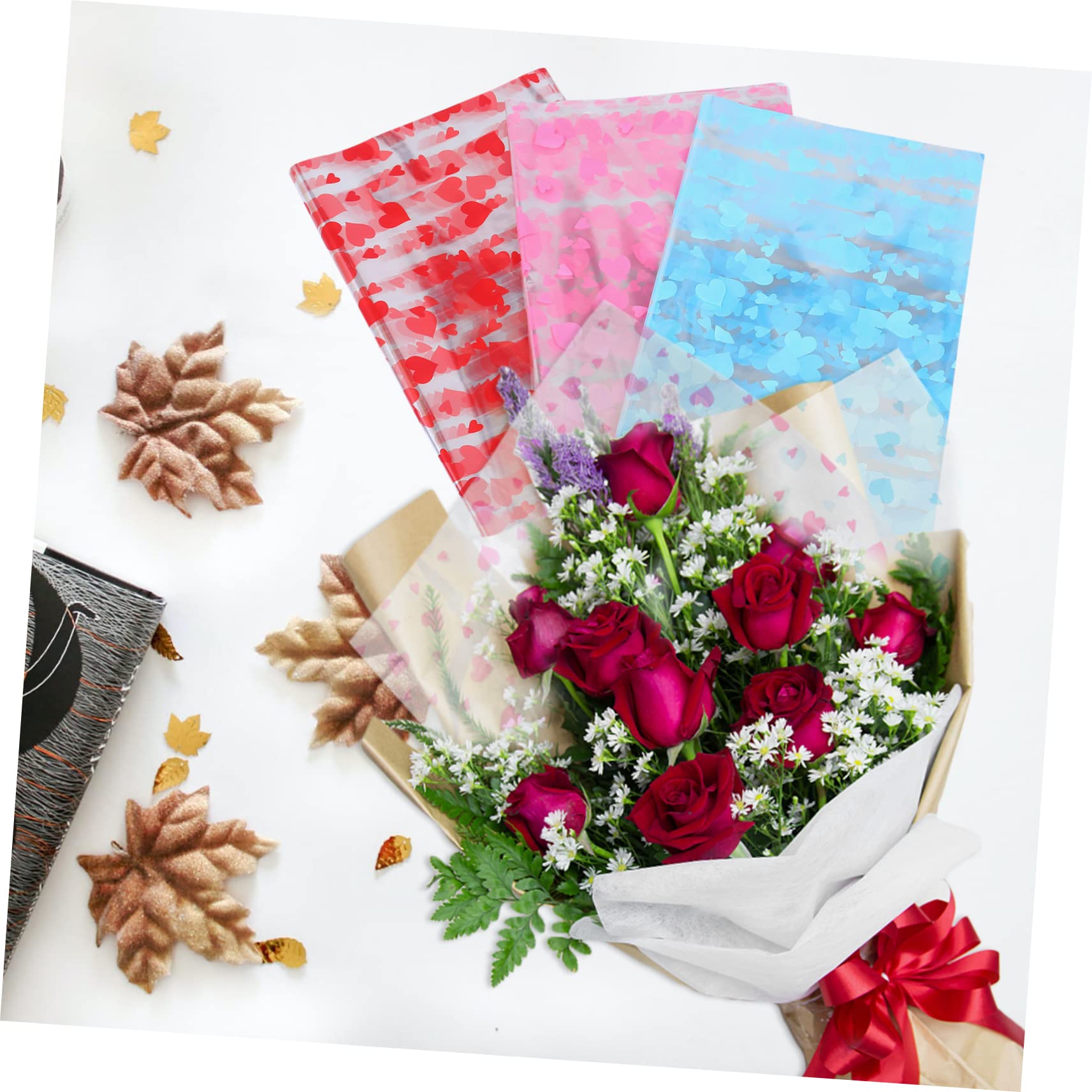 MAGICLULU 3packungen Herz-geschenkpapier Mit Blumenmuster Diy-geschenkpapier Blumenverpackungen Für Zuhause Und Partys