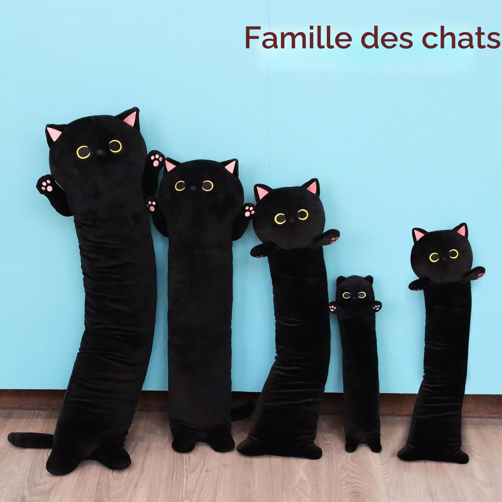 Coussin en peluche chat long 90 cm - Long chat - Jouet en peluche kawaii - Cadeau pour amis et enfants