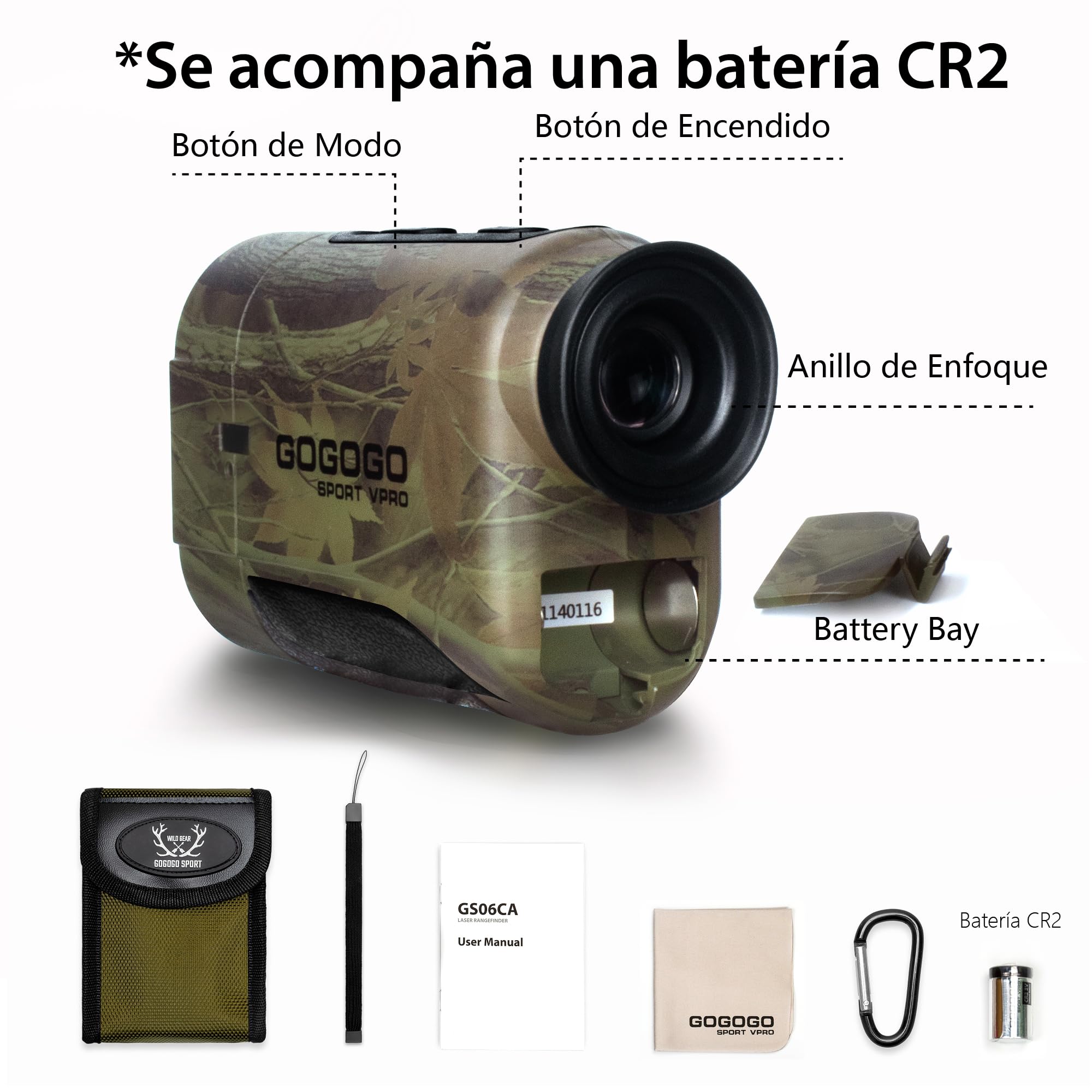 Gogogo Sport Vpro Telémetro Caza Golf 1097 M/Yardas, Medidor Laser 3 Modos de Bloqueo de Bandera & Vibración, Escaneo, Velocidad, Pantalla HD Precisión ±1yd, Batería Gratis