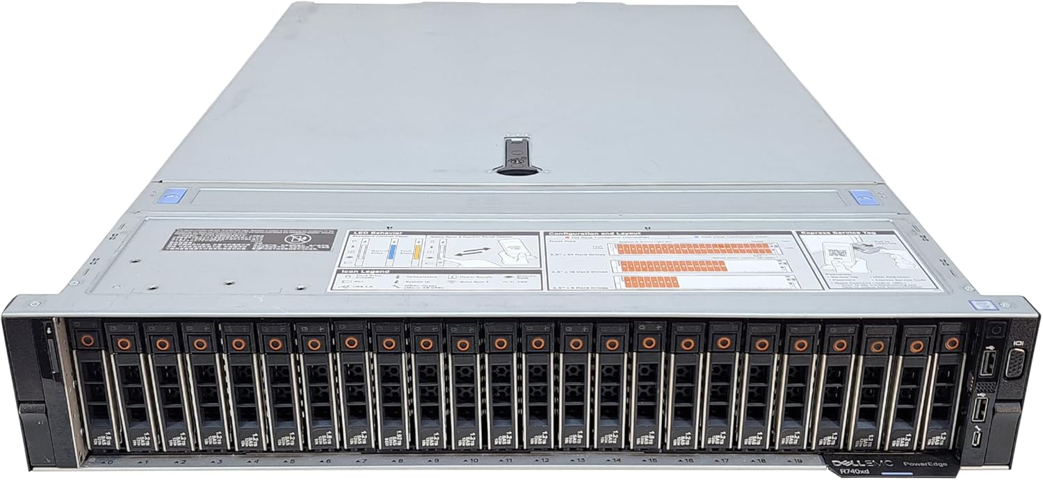 Dell EMC PowerEdge R740xd 24 Bay SFF, 2X Xeon Gold 6122 1.8GHz 20-Core CPU, 384GB Memory, PERC H330, 4X 7.68TB SSD, Rails, Bezel, 1YR Warranty (Renewed)