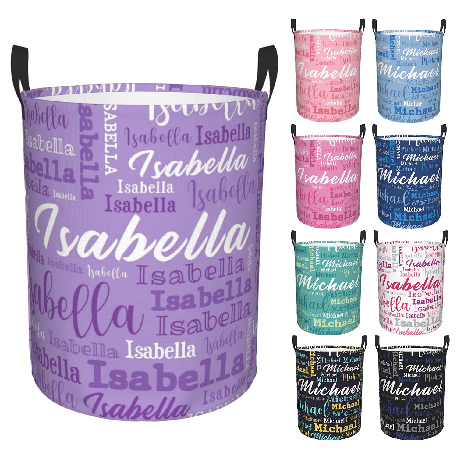 Custom Name Laundry Hamper, Personalized Laundry Baskets with Name for Boys Girls Women Men, Customized Collapsible Dirty Clothes Hamper Easy Storage Gifts for Bedroom Bathroom Living Room