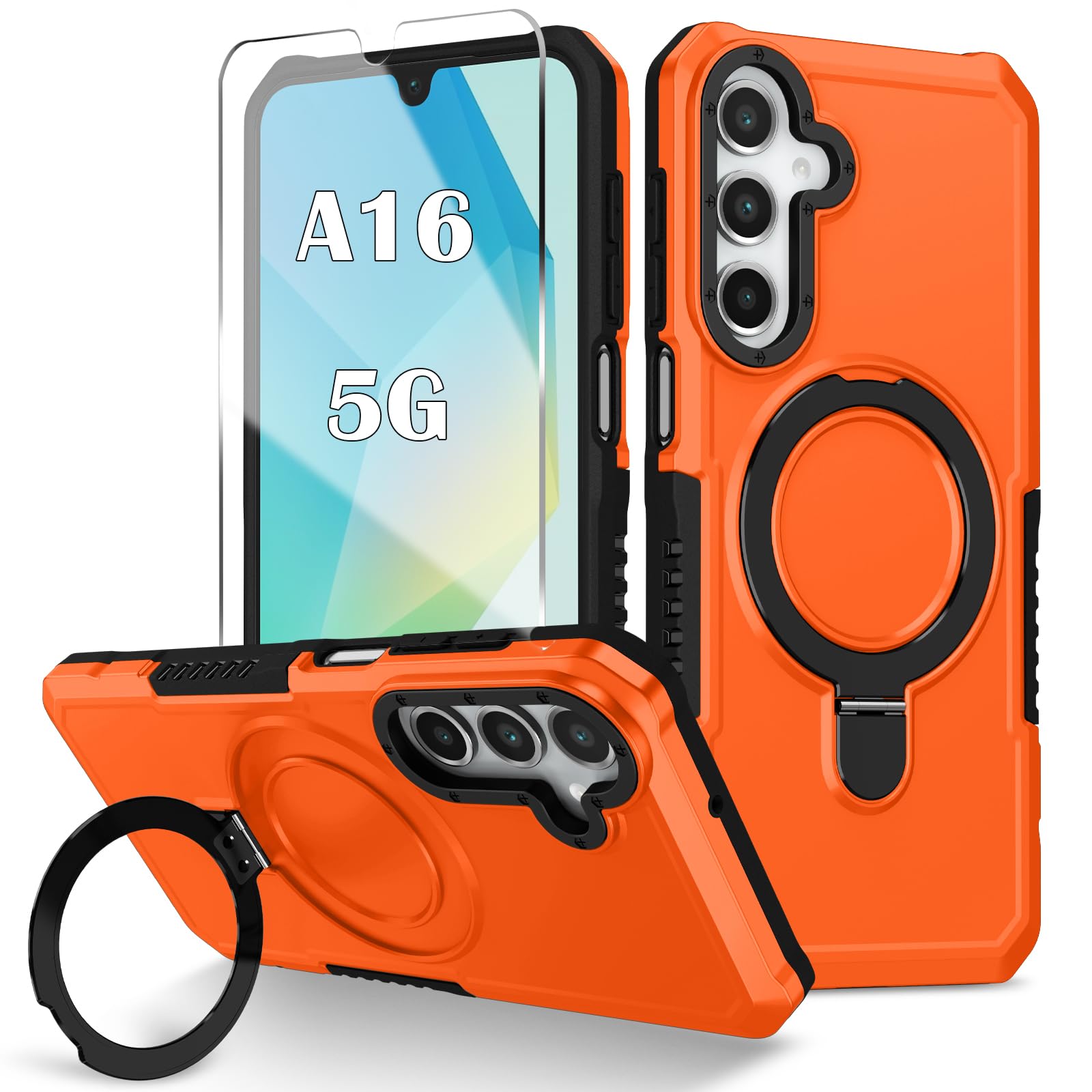 Asuwish Compatible With OPPO A16/A16S/A54s Wallet Case Tempered Glass Screen Protector And Zipper Retro Leather Flip Cover Card Holder Stand Cell Accessories For CPH2273 Women Men Blue - View #11