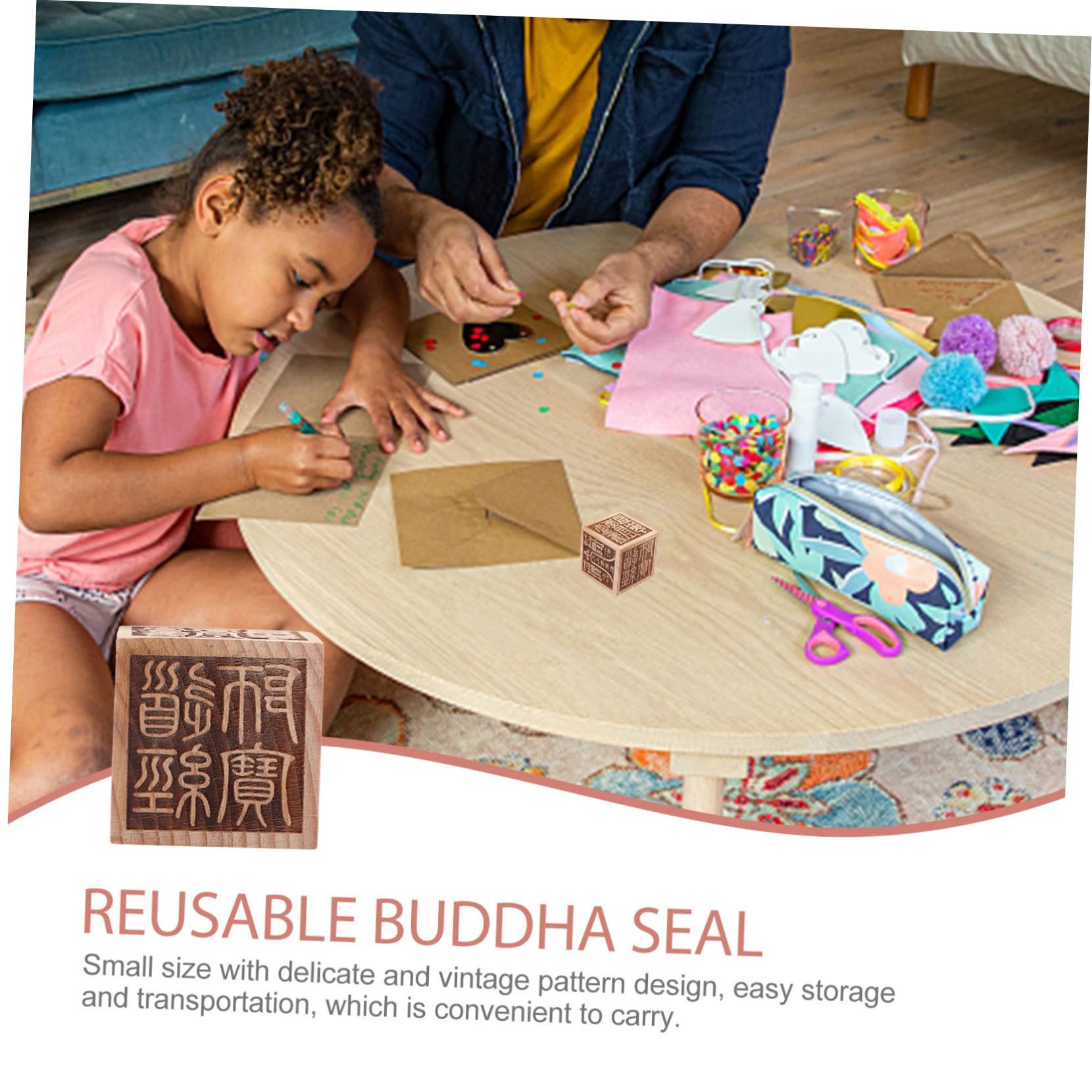 PHENOFICE Tampons Taoïstes En Bois, Lot De 2 Sceaux Chinois Décoratifs, Accessoires Culturels Taoïstes, Motifs Délicats, Impression Artistique, Décoration Bureau, Usage Culturel