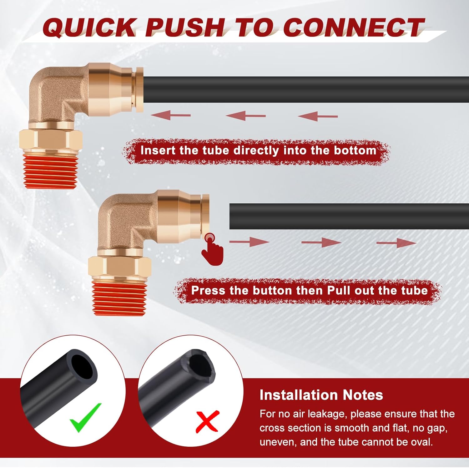 5/8" Quick Push to Connect Fittings Brass 90 Degree Union Swivel Elbow Joint DOT Approved 5/8" Tube OD x 1/2" NPT Thread Air Brake Line Adapter Air Suspension Kit for Car Truck Trailers 5pcs