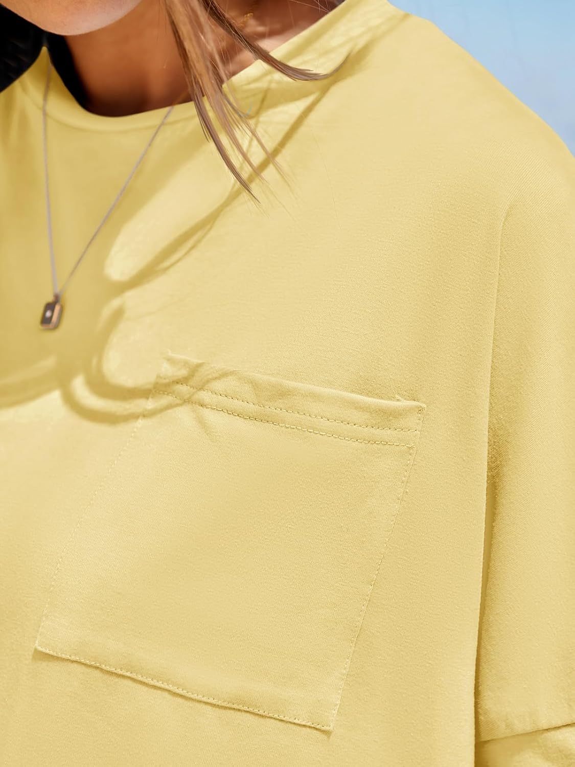 Fisoew Womens Oversized Crop Tops Workout Short Sleeve T Shirts Summer Casual Loose Fit Basic Tee Shirts with Pockets - Image 6