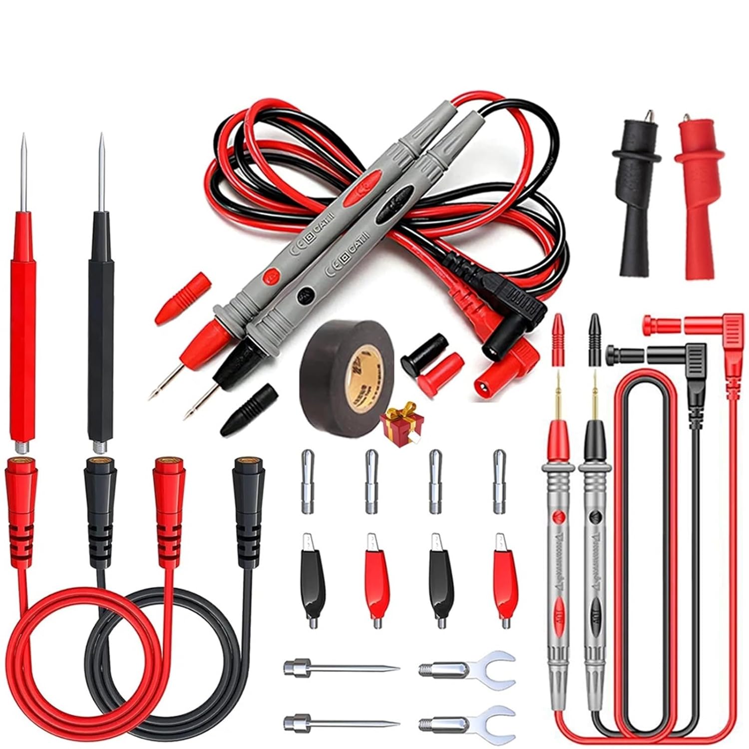Universal Digital Multimeter Probe Test Lead Kits with Ultra - Wire Cables, Pen Shaped Probes, Crocodile Clips(22-in-1)