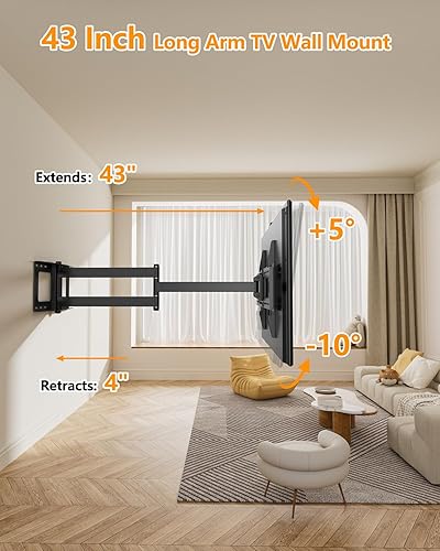Miniatura 2 de HY-Bracket - Soporte de pared para TV con movimiento completo, con giro y inclinación, para la mayoría de LED, OLED, 4 K planoscurvados
