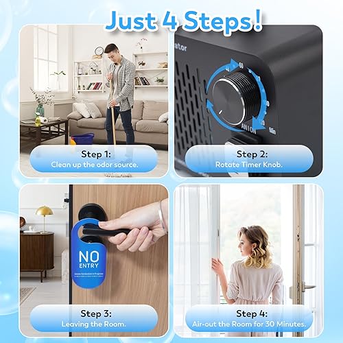 Miniatura 9 de Generador de máquina de ozono 68,000 mgH de iones negativos de alta capacidad, eliminador de olores de ozono, ionizador, purificador de aire,