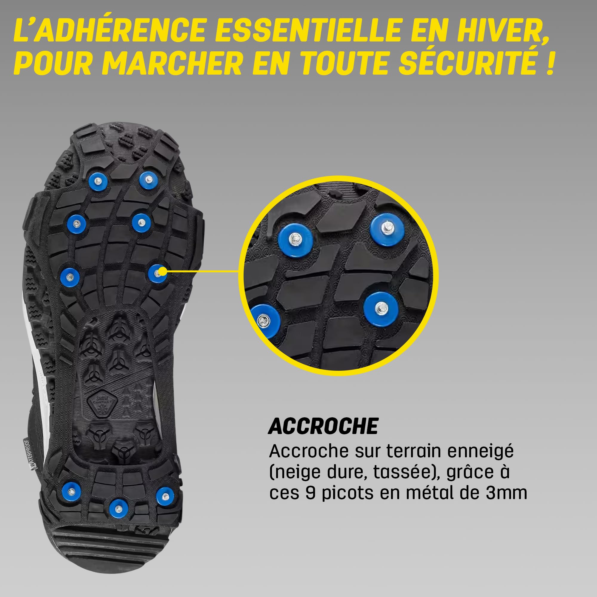 Sidas Crampons à Neige 9 Pointes en Métal Antidérapants pour Glace et Neige Dure