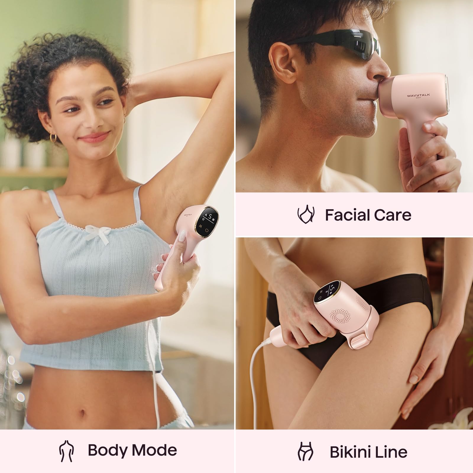 Wavytalk Depilación láser IPL, desnuda con rodillo de precisión para todo el cuerpo | Larga duración y sin dolor, 24J de doble pulso y refrigeración por hielo, uso en casa para mujeres y hombres, con cable