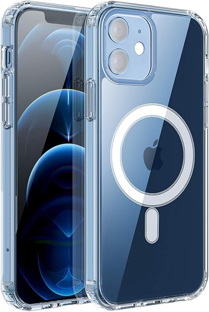 Capa magnética transparente RESTONE para iPhone 12/12 Pro 6.1 Magsafe  Charging, capa amortecedora de TPU