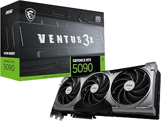 MSI RTX 5090 Ventus 3X OC 32GB GDDR7 Graphics Card - Blackwell Architecture, 2452MHz Boost, Triple Fan Cooling