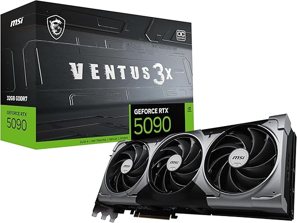 msi Gaming RTX 5090 32G Ventus 3X OC Graphics Card (32GB GDDR7, 512-bit, Extreme Performance: 2452 MHz, DisplayPort x3 2.1a, HDMI 2.1b, NVIDIA Blackwell Architecture)