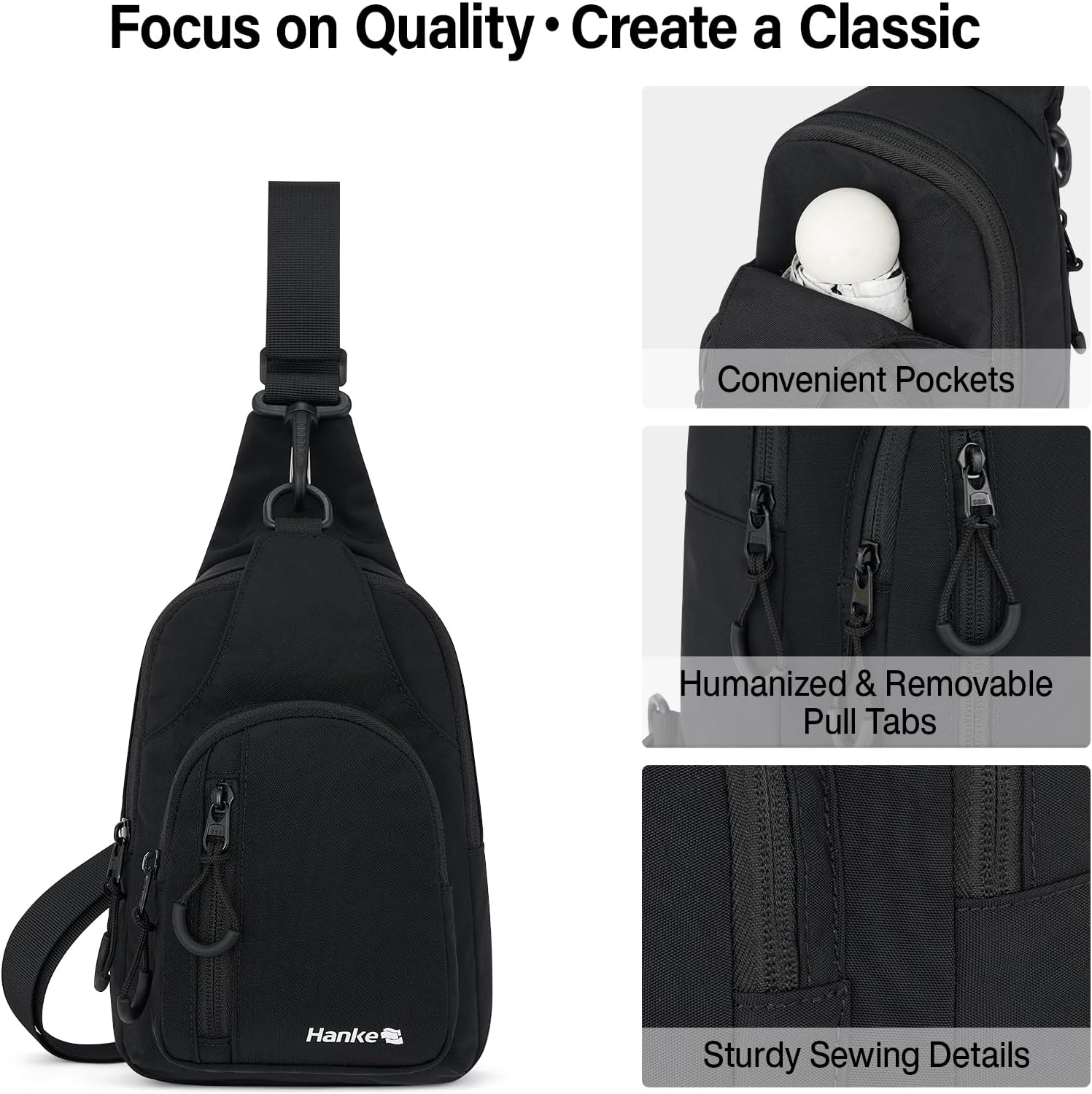 Hanke Crossbody Sling Bag for Women Men, Small & Large Casual Cross Body Sling Bags, Chest Bag for Outdoor Hiking Travel - Image 6