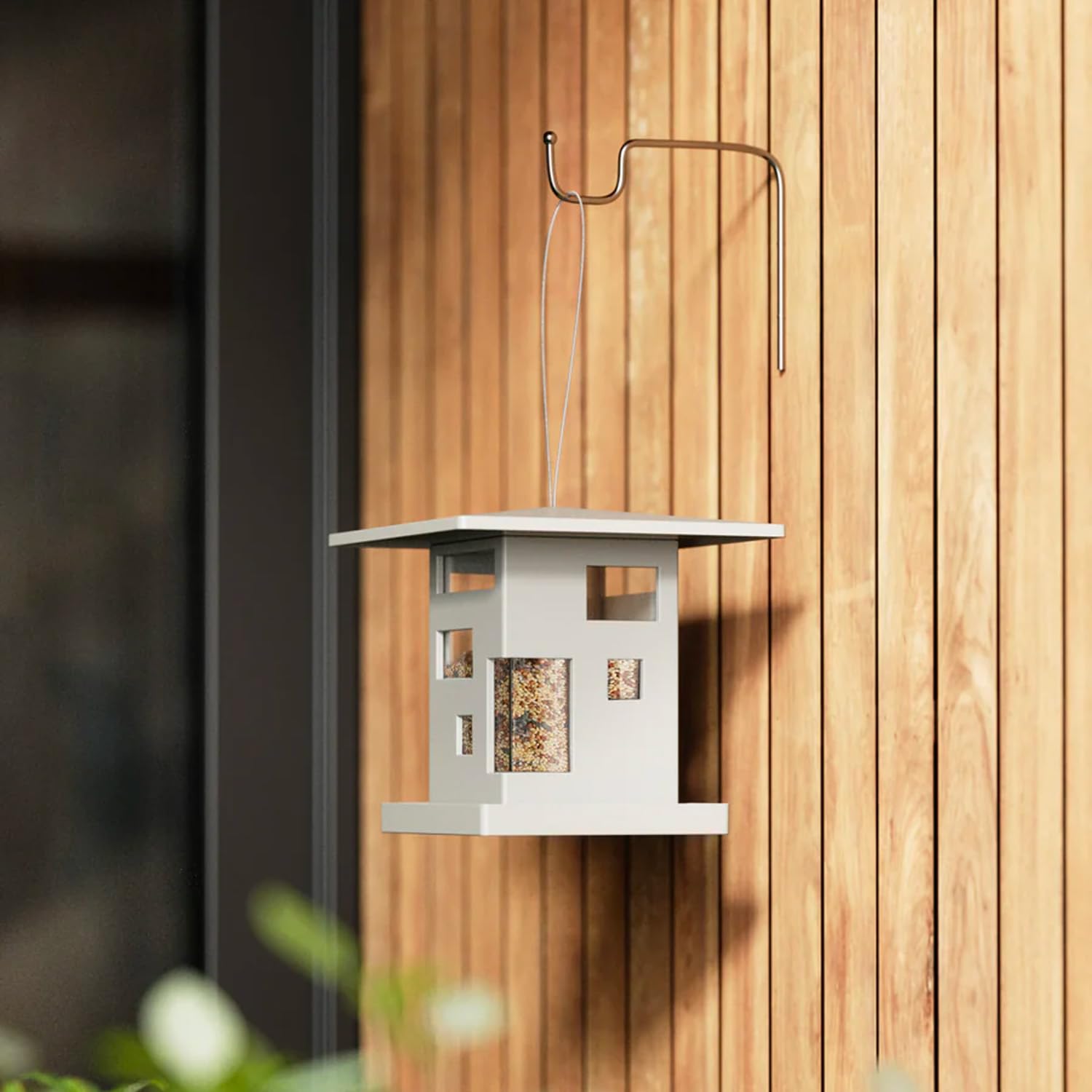 Mangiatoia per Uccelli Selvatici in Plastica Bianco 23cm con Capacità 2L - Ideale per Giardino o Terrazzo per Dare da Mangiare ad Uccellini e Altri Animali - Facile da Riempire e da Lavare