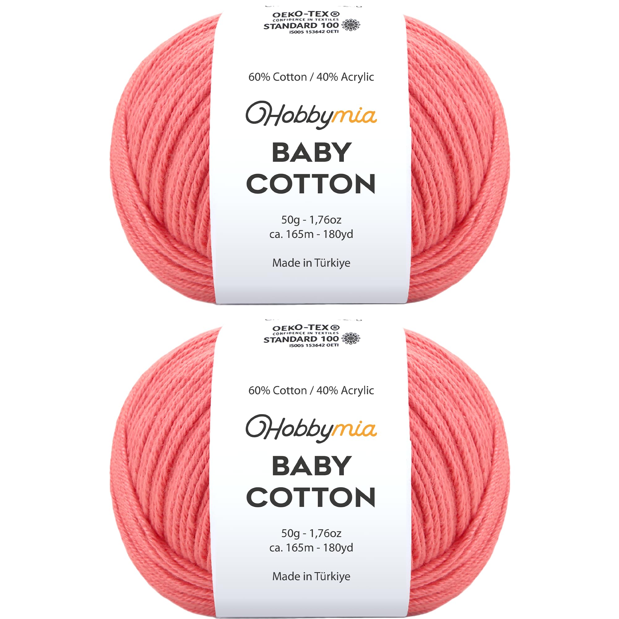 Baby Cotton Blend Yarn – Soft Sport Weight Yarn for Crochet & Amigurumi - 50g/180yds - 60% Cotton 40% Acrylic - Ideal for Baby & Knitting Proj.(Neon Green, 1 Ball) — view 136